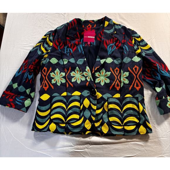 Tracy Reese Jackets & Blazers - Tracy Reese Silk Floral Blazer Jacket Sz 12 Pocket Anthro Cute